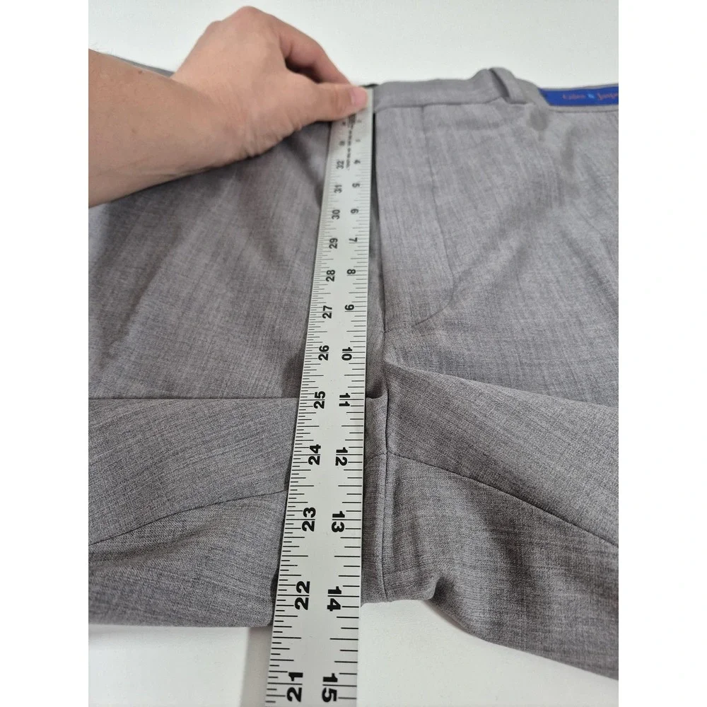 Giles & Jasper Dress Pants Mens 44x36 Gray Wool Stretch Flat Front Unhemmed NWT